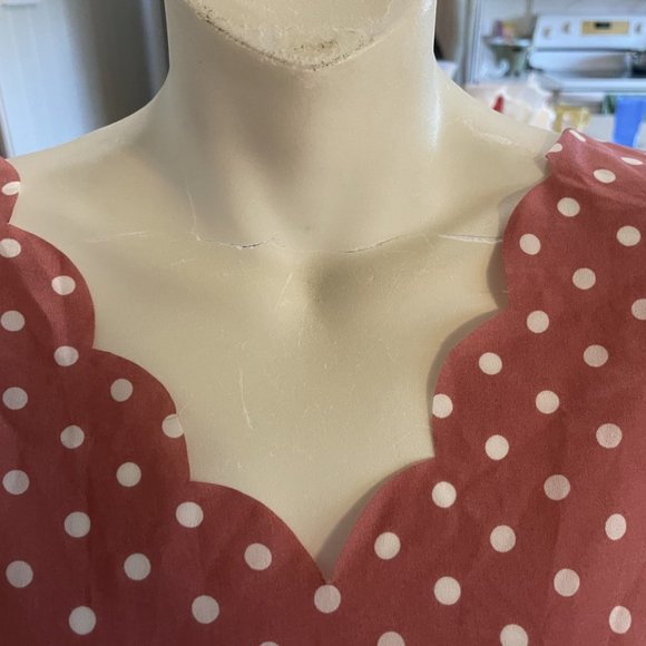 Shein polka dot blouse with scallop hem and neckline - unlined, Size Small, - Picture 2 of 4